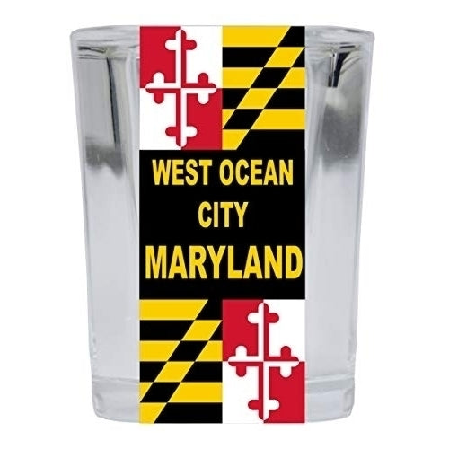 West Ocean City Maryland 2 Ounce Square Shot Glass Image 1