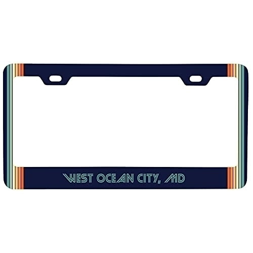 West Ocean City Maryland Car Metal License Plate Frame Retro Design Image 1