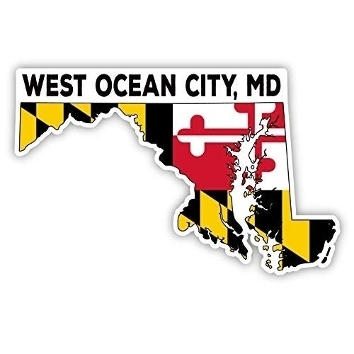 West Ocean City Maryland 4 Inch State Shape Vinyl Decal Sticker 4-Pack Image 1