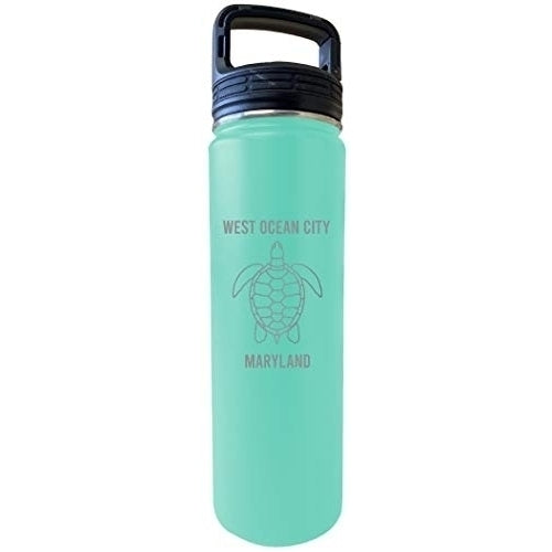 West Ocean City Maryland Souvenir 32 Oz Engraved Seafoam Insulated Double Wall Stainless Steel Water Bottle Tumbler Image 1