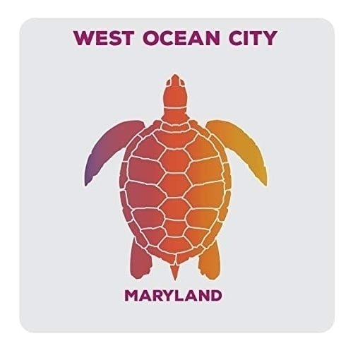 West Ocean City Maryland Souvenir Acrylic Coaster 4-Pack Turtle Design Image 1