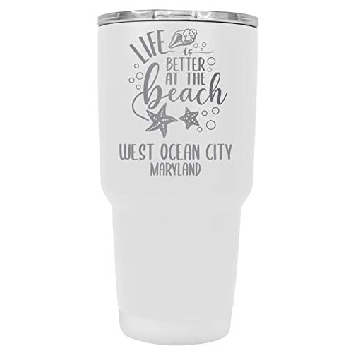 West Ocean City Maryland Souvenir Laser Engraved 24 Oz Insulated Stainless Steel Tumbler White Image 1