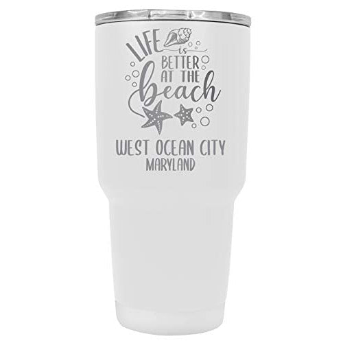 West Ocean City Maryland Souvenir Laser Engraved 24 Oz Insulated Stainless Steel Tumbler White Image 1