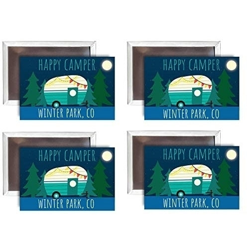 Winter Park Colorado Souvenir 2x3-Inch Fridge Magnet Happy Camper Design 4-Pack Image 1