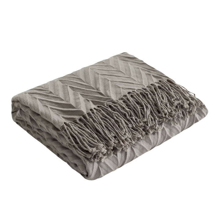 NYandC Home Doremost Zig-zag pattern with Tassel Fringe Throw Blanket Image 10