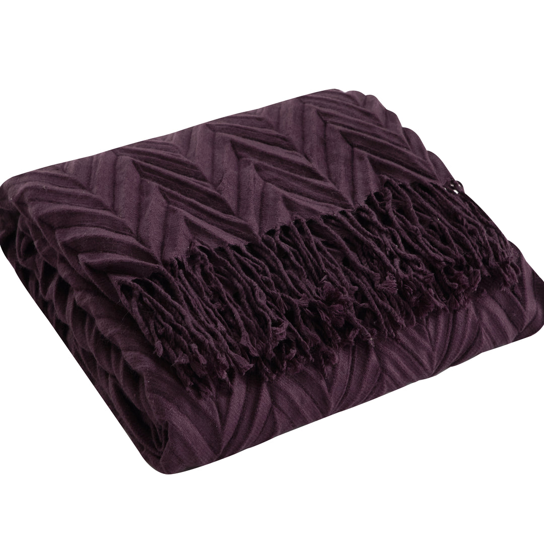 NYandC Home Doremost Zig-zag pattern with Tassel Fringe Throw Blanket Image 12