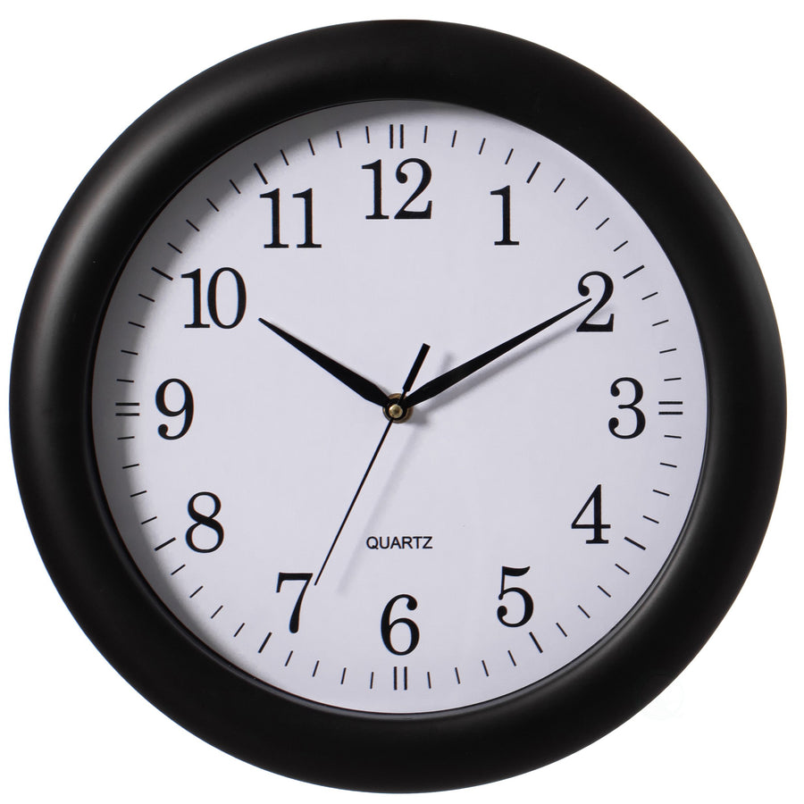 13.75 Inch Plastic Round Battery Operated Simple Modern Wall Clock - Office, ClassRoom, Livingroom, Dining Room, Bedroom Image 1