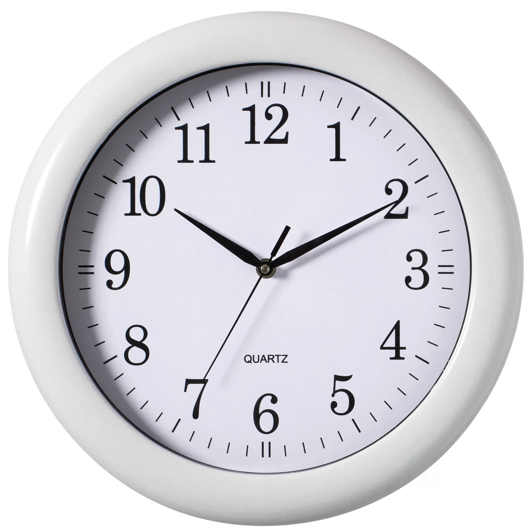 13.75 Inch Plastic Round Battery Operated Simple Modern Wall Clock - Office, ClassRoom, Livingroom, Dining Room, Bedroom Image 8