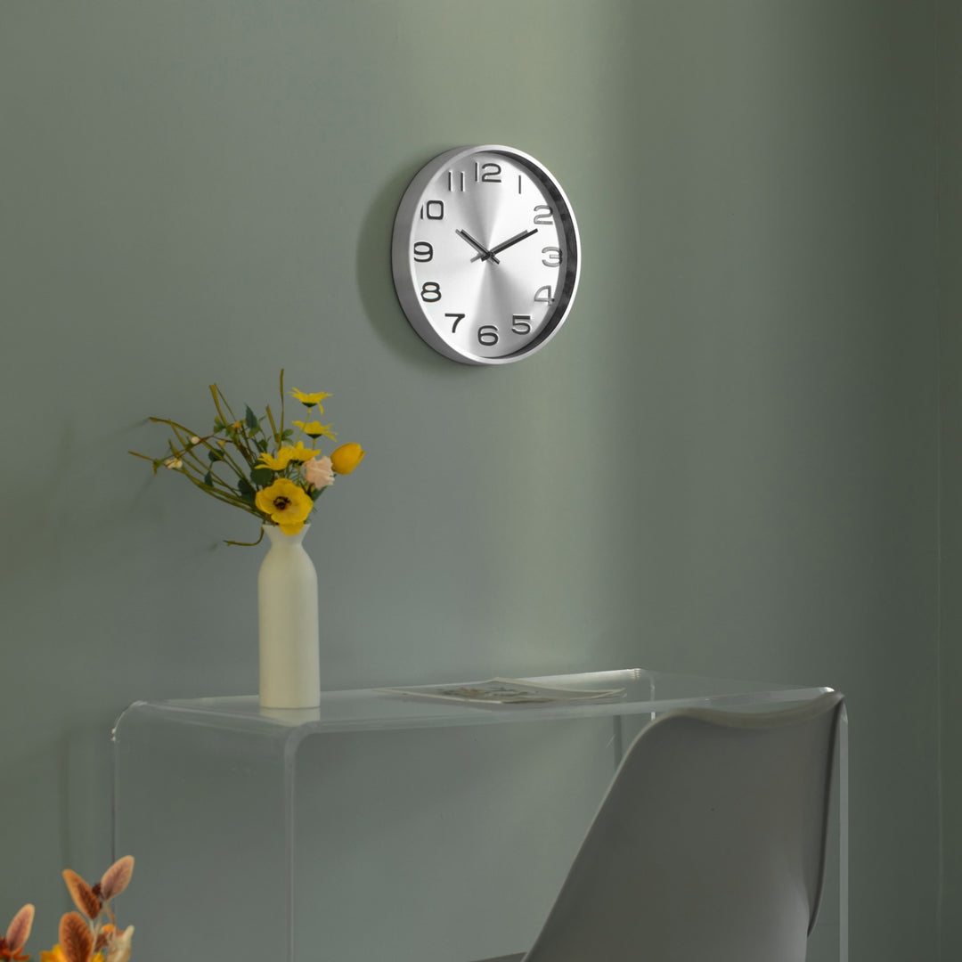 Aluminum Wall Clock 12 Inch Modern Decorative Timepiece for Living Room Kitchen Image 3