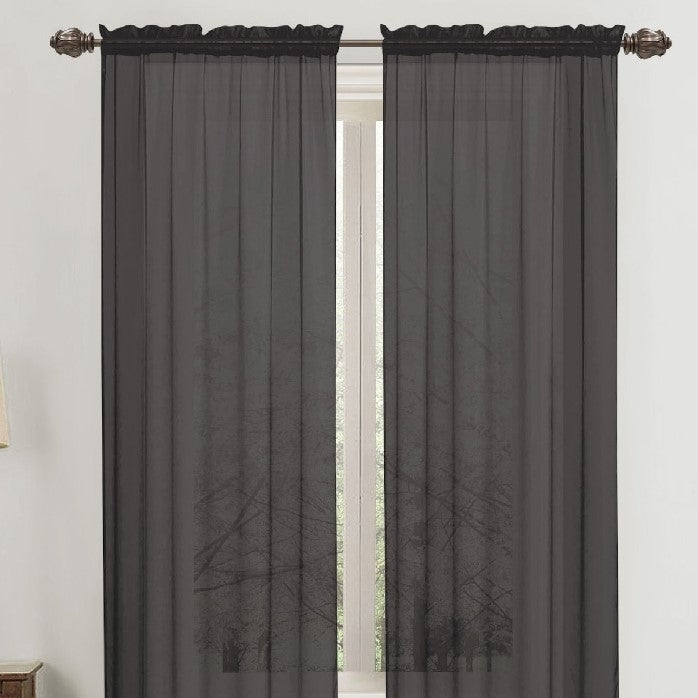 2-Panel: 90" Neutral Colored Celine Sheer Voile Drape Window Curtain Panel for Living Room and Bedroom Image 4