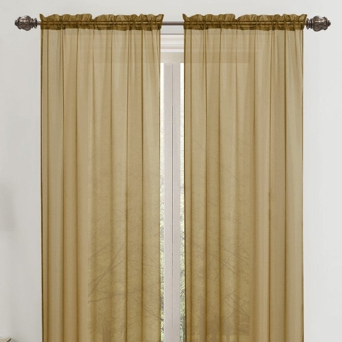 2-Panel: 90" Neutral Colored Celine Sheer Voile Drape Window Curtain Panel for Living Room and Bedroom Image 6