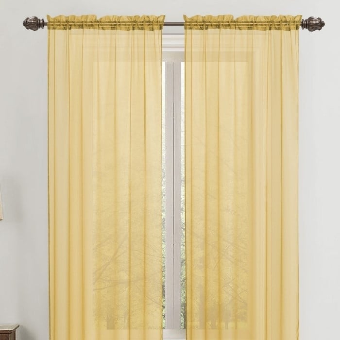 2-Panel: 90" Neutral Colored Celine Sheer Voile Drape Window Curtain Panel for Living Room and Bedroom Image 7