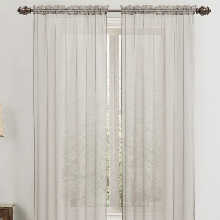 2-Panel: 90" Neutral Colored Celine Sheer Voile Drape Window Curtain Panel for Living Room and Bedroom Image 8