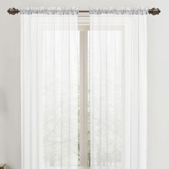 2-Panel: 90" Neutral Colored Celine Sheer Voile Drape Window Curtain Panel for Living Room and Bedroom Image 9