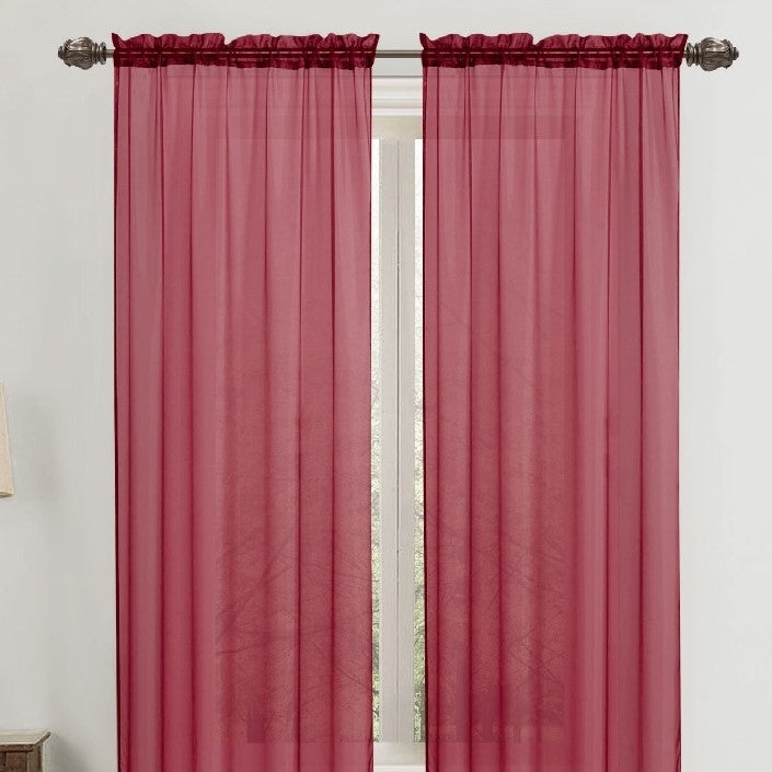 2-Panel: 90" Bright Colored Celine Sheer Voile Drape Window Curtain Panel for Living Room and Bedroom Image 7