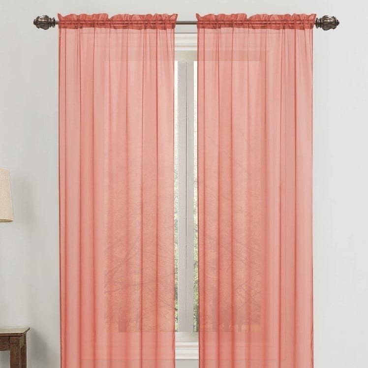 2-Panel: 90" Bright Colored Celine Sheer Voile Drape Window Curtain Panel for Living Room and Bedroom Image 9