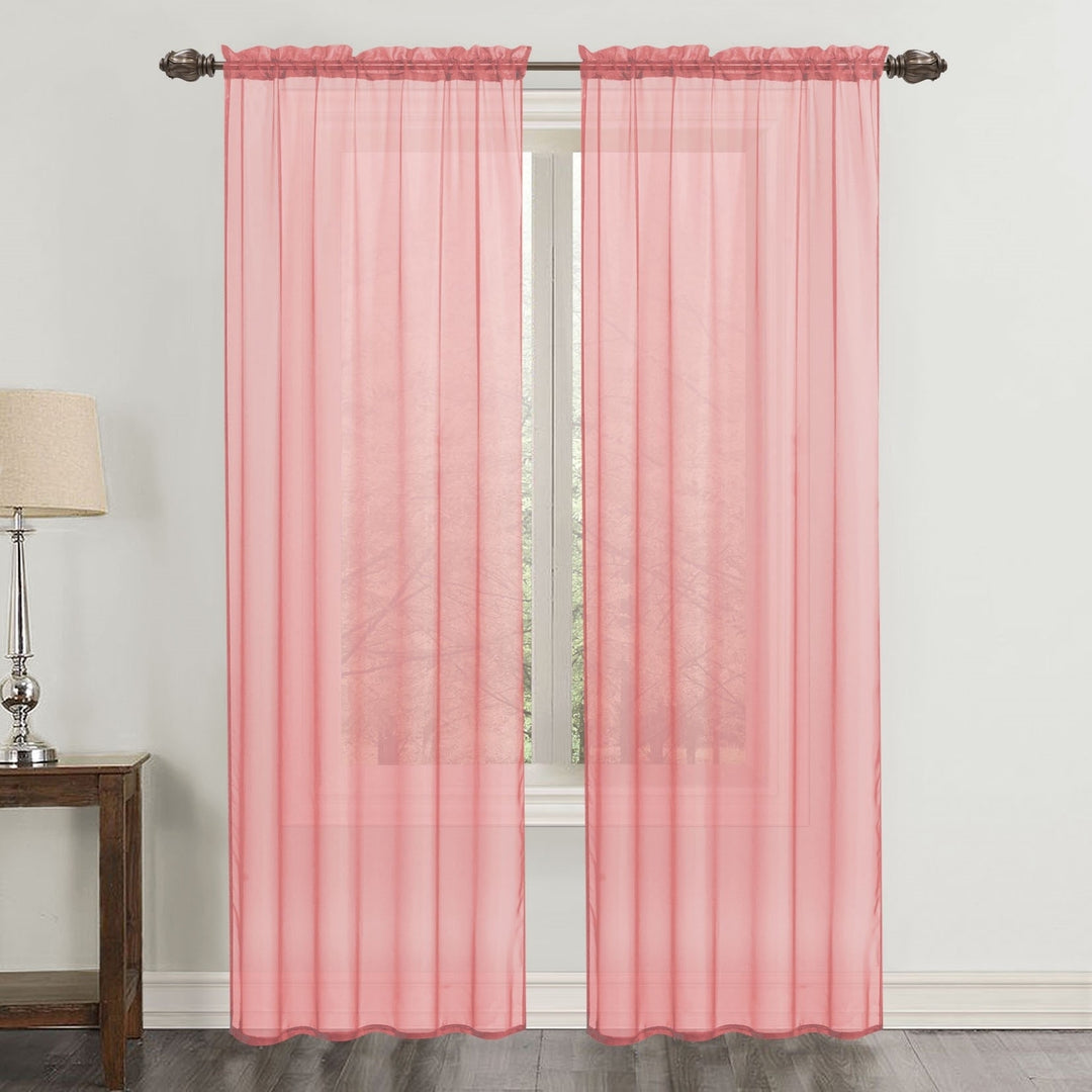 2-Panel: 90" Bright Colored Celine Sheer Voile Drape Window Curtain Panel for Living Room and Bedroom Image 10