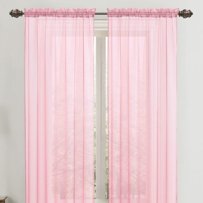 2-Panel: 90" Bright Colored Celine Sheer Voile Drape Window Curtain Panel for Living Room and Bedroom Image 11