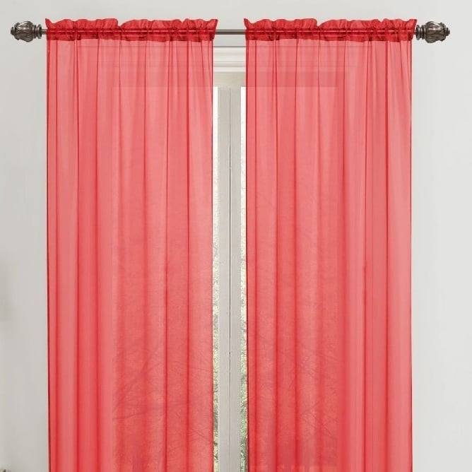 2-Panel: 90" Bright Colored Celine Sheer Voile Drape Window Curtain Panel for Living Room and Bedroom Image 8