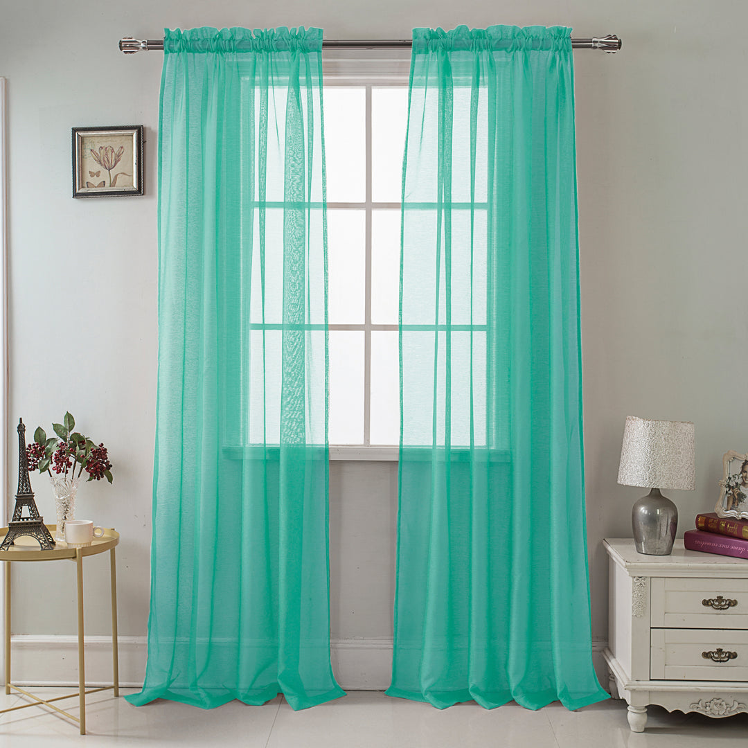 2-Panel: 90" Bright Colored Celine Sheer Voile Drape Window Curtain Panel for Living Room and Bedroom Image 4