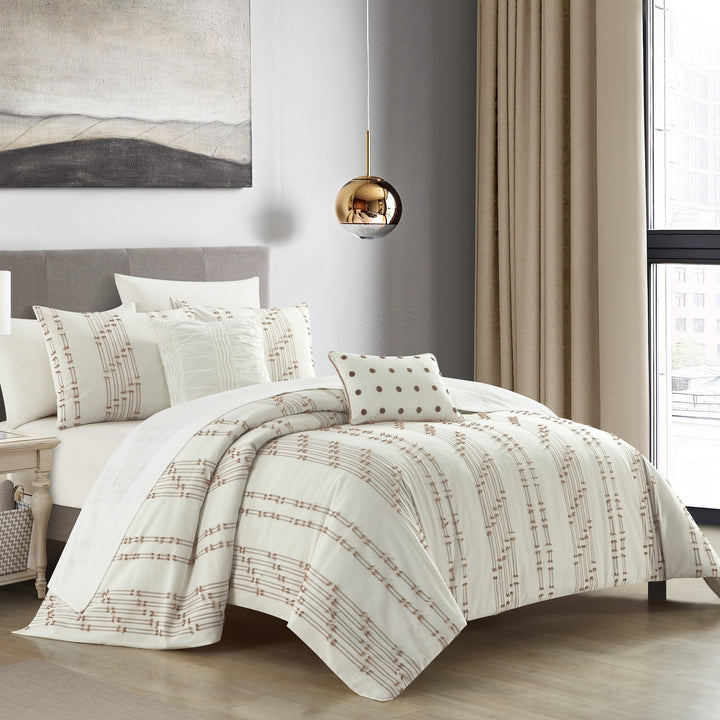 NYandC Home Vesiree 5 Piece Cotton Comforter Set Jacquard BeddingSet Image 1