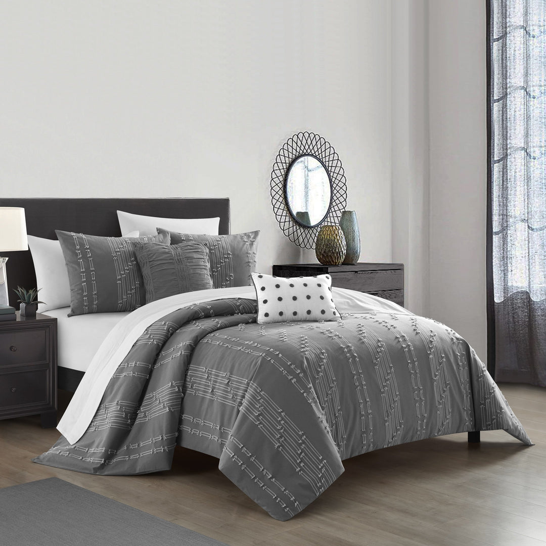 NYandC Home Vesiree 5 Piece Cotton Comforter Set Jacquard BeddingSet Image 6