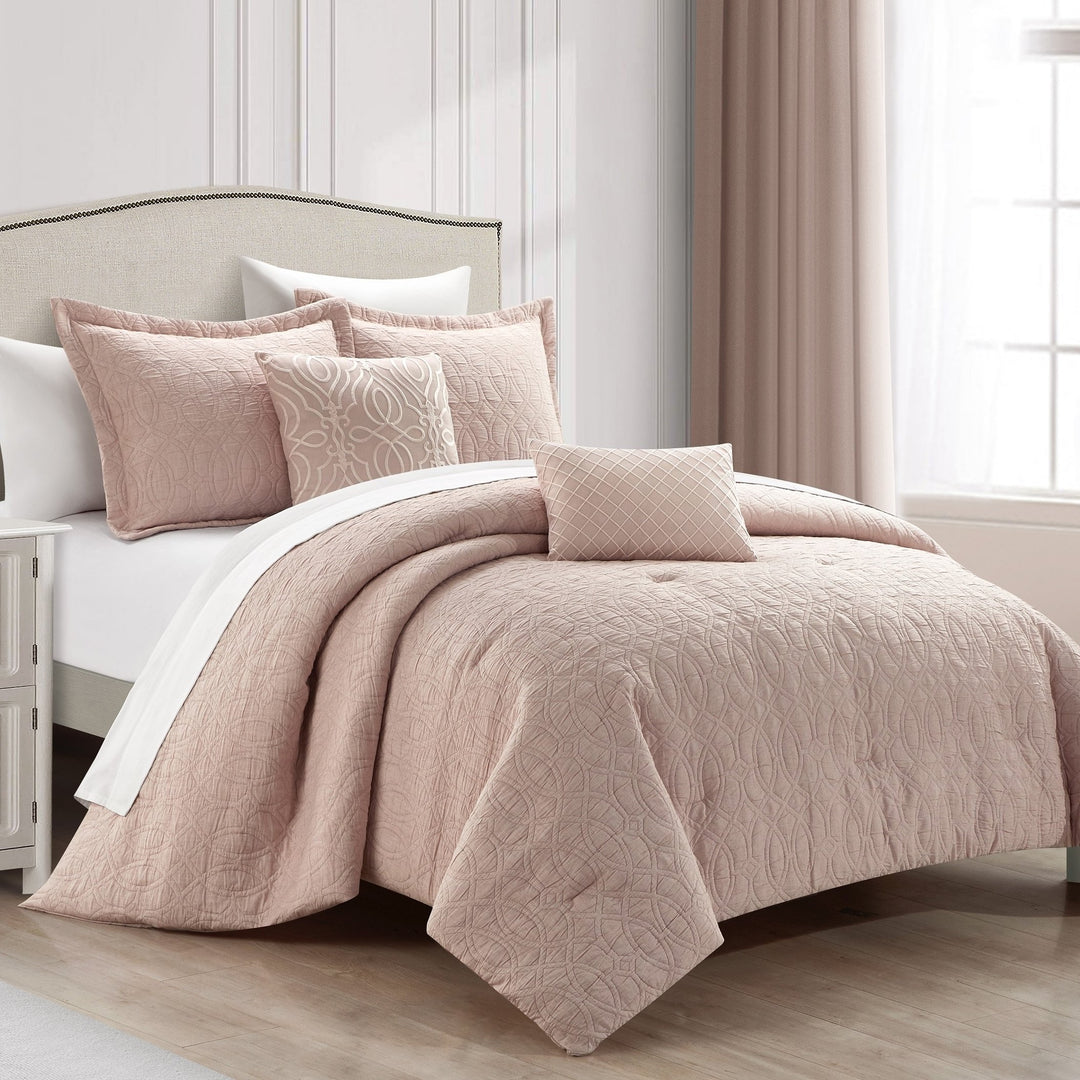 NYandC Home Vinity 5 Piece Cotton Blend Comforter Set Jacquard Image 6
