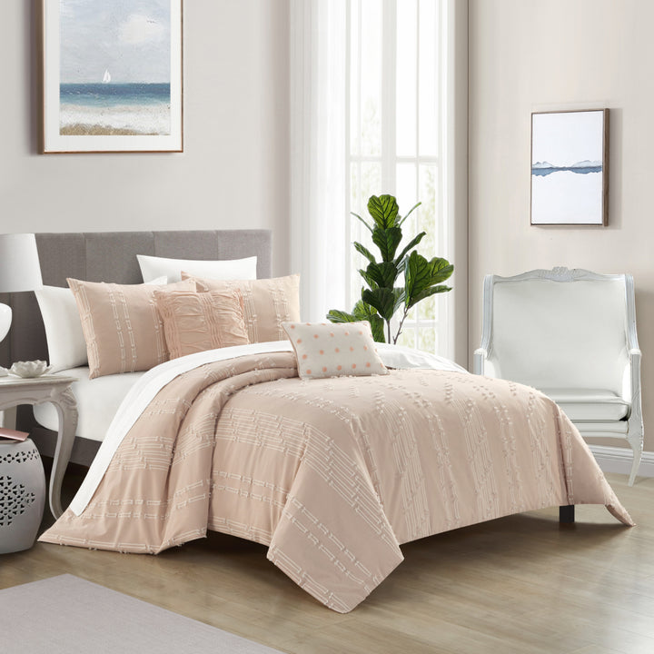 NYandC Home Vesiree 5 Piece Cotton Comforter Set Jacquard BeddingSet Image 11
