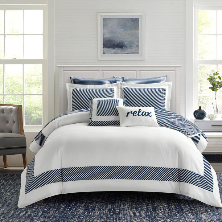 NYandC Home Dibson 7 or 9 Piece Comforter Set Striped Hotel Collection Image 12