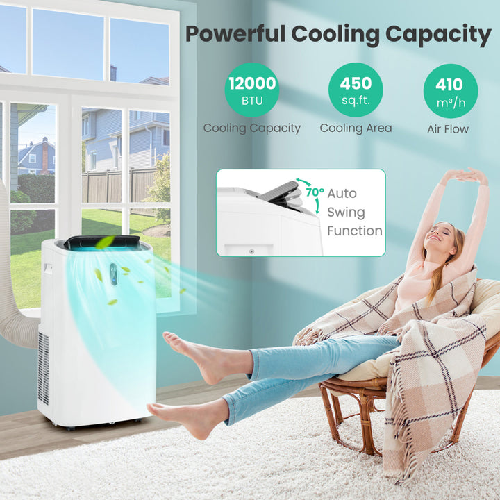 12000 BTU ASHRAE Portable Air Conditioner Controlled by WiFi Smart App and Remote Image 3