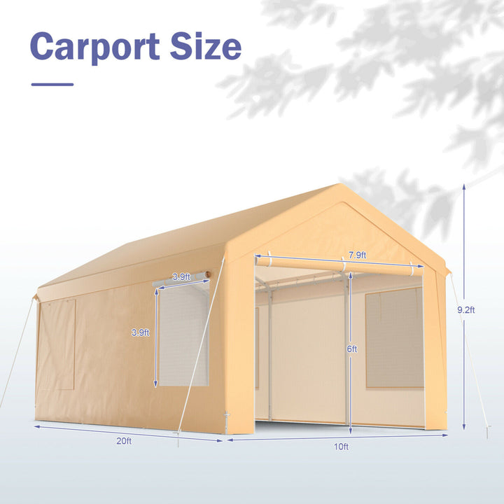 10x20 ft Heavy-Duty Steel Carport Car Canopy Shelter Sidewalls Tent Garage Image 2