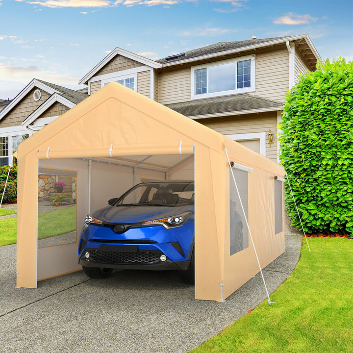 10x20 ft Heavy-Duty Steel Carport Car Canopy Shelter Sidewalls Tent Garage Image 3