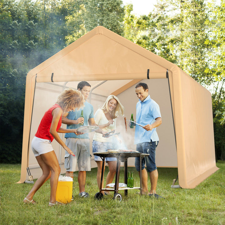 9x17 ft Heavy Duty Carport Canopy PE Car Tent Steel Outdoor Garage Shelter Image 4