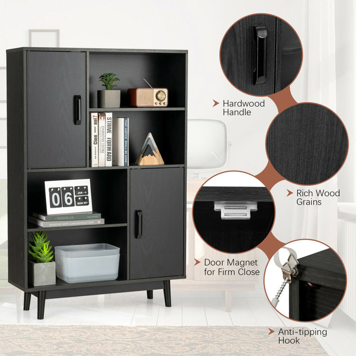 Sideboard Storage Cabinet Bookshelf Cupboard w/Door Shelf Black / White / Espresso Image 2