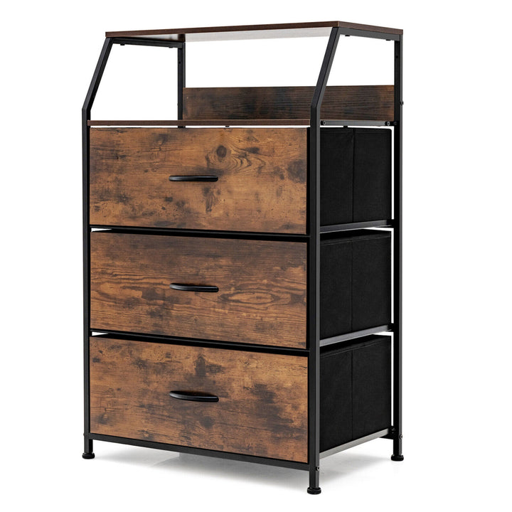 3 Drawer Dresser w/Top Shelf Storage Tower Cabinet for Bedroom Hallway Nursery Image 10