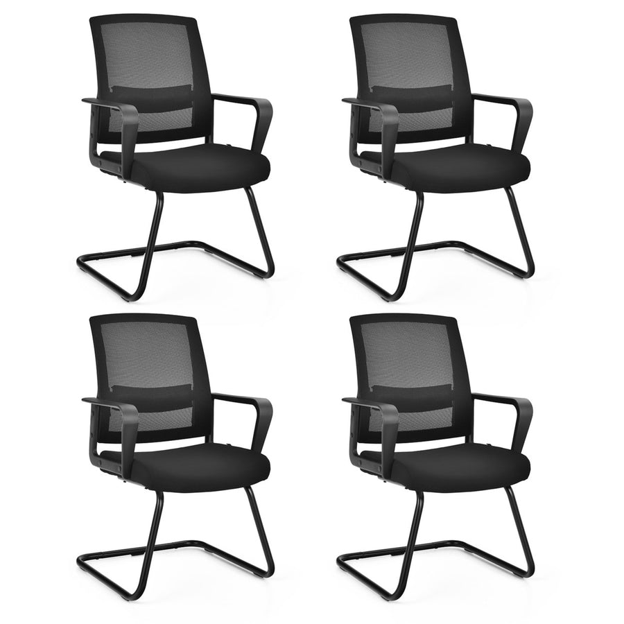 Set of 4 Conference Chairs Mesh Reception Office Guest Chairs w/ Lumbar Support Image 1