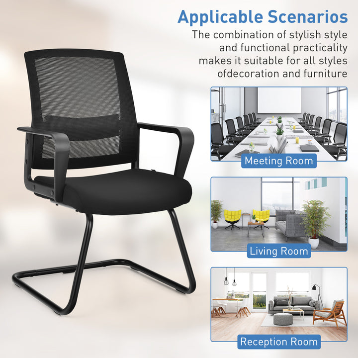 Set of 2 Conference Chairs Mesh Reception Office Guest Chairs w/ Lumbar Support Image 6