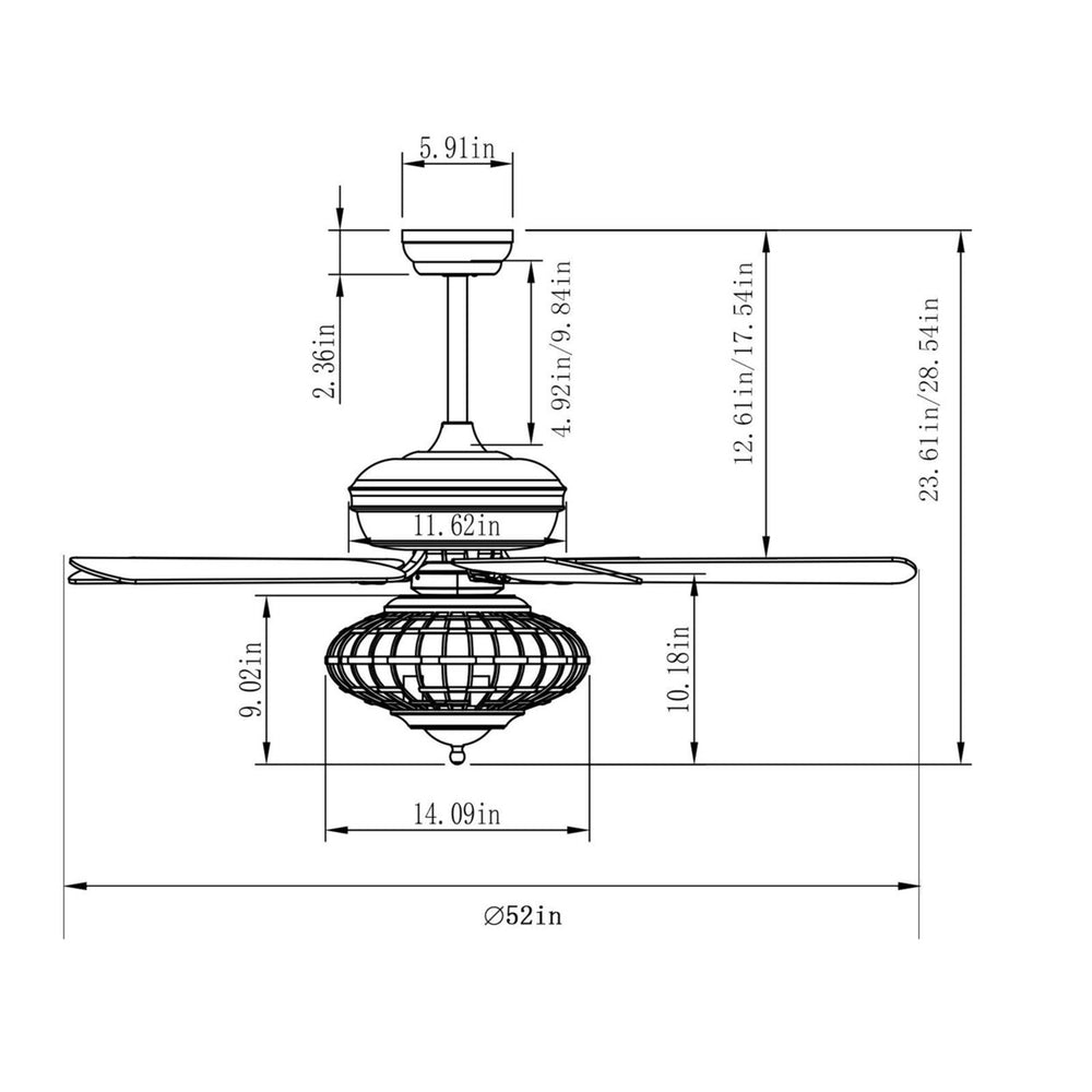 52 Ceiling Fan with Light Nickel Plated Color Wooden Blades w/Remote Control Image 2