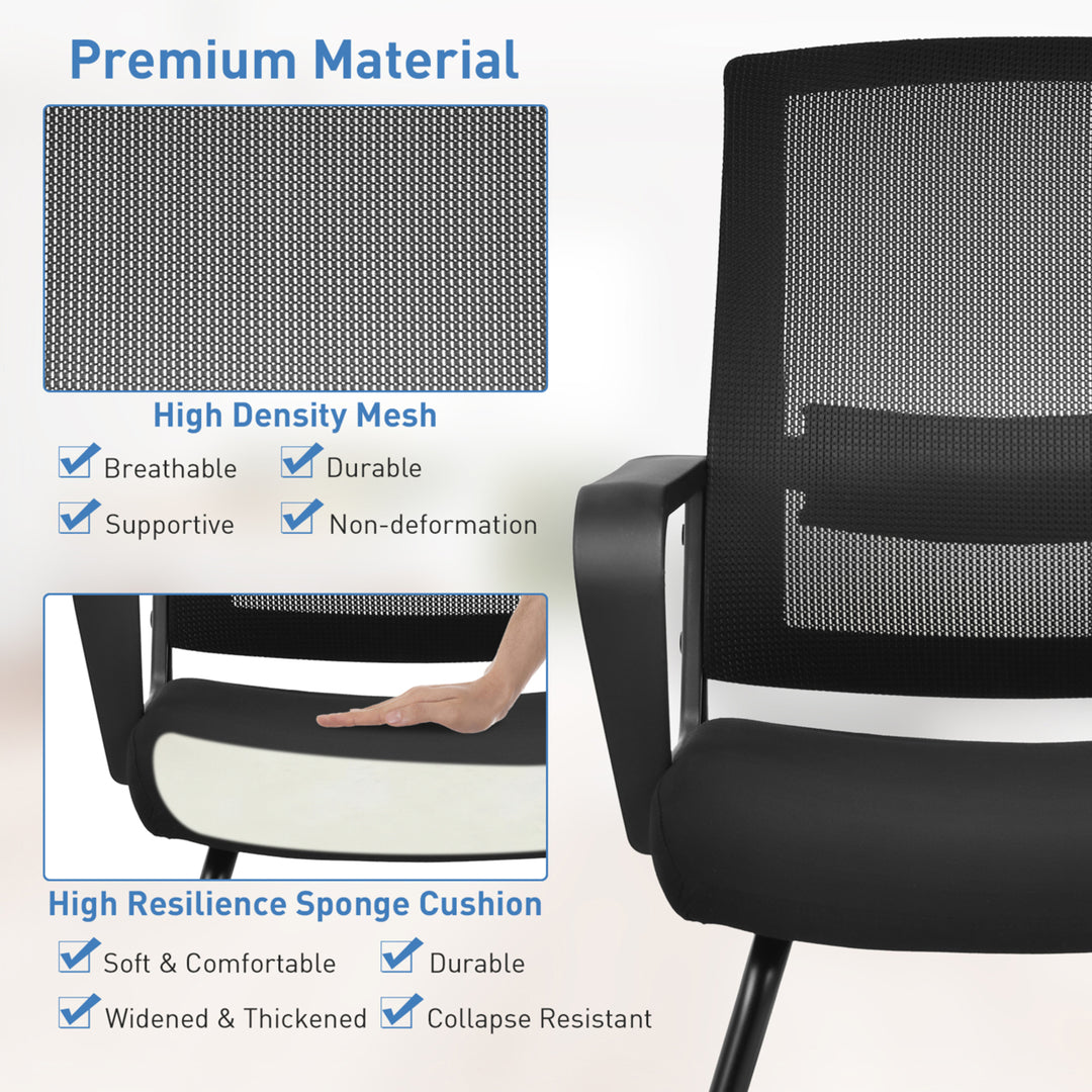 Set of 2 Conference Chairs Mesh Reception Office Guest Chairs w/ Lumbar Support Image 8