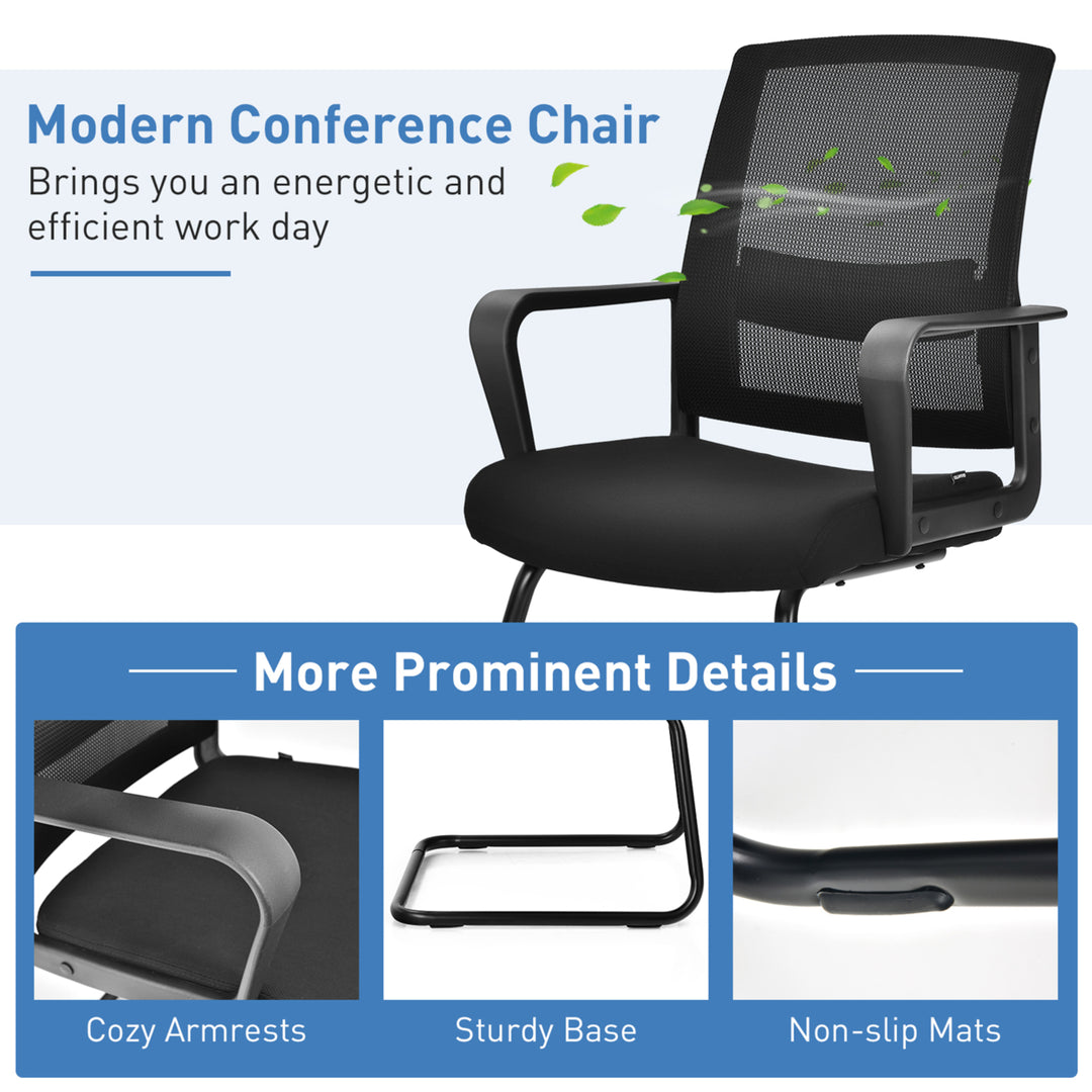 Set of 2 Conference Chairs Mesh Reception Office Guest Chairs w/ Lumbar Support Image 9