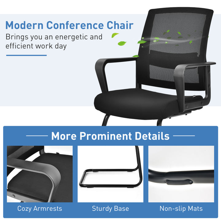 Set of 2 Conference Chairs Mesh Reception Office Guest Chairs w/ Lumbar Support Image 9