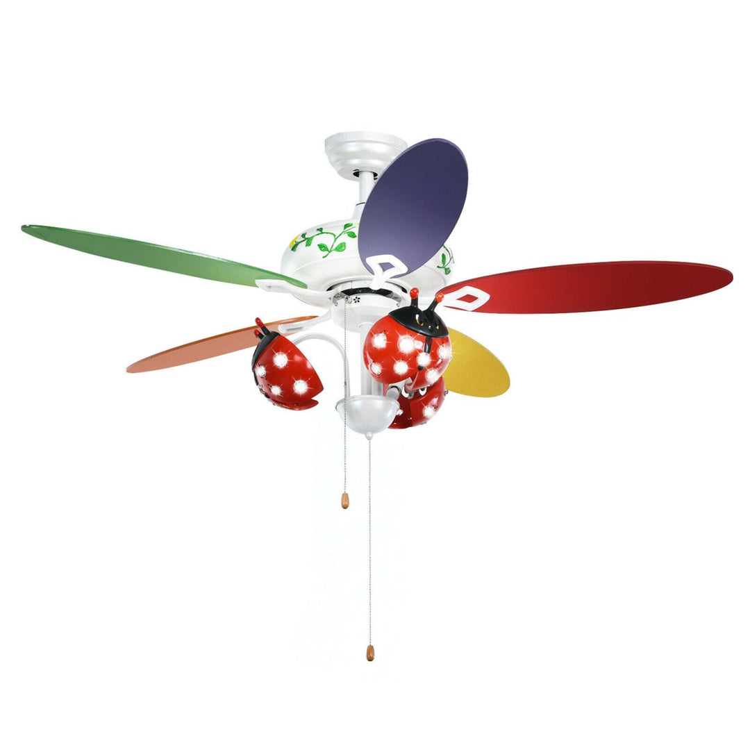 52 Ceiling Fan with Light Kids Fan Light w/Pull Chain Control Beetle Multicolor Image 1