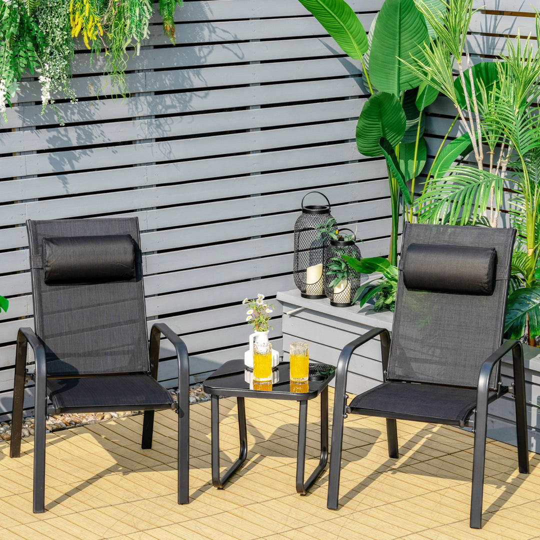 3PCS Outdoor Bistro Set Patio Conversation Set w/ Adjustable Backrest Image 1