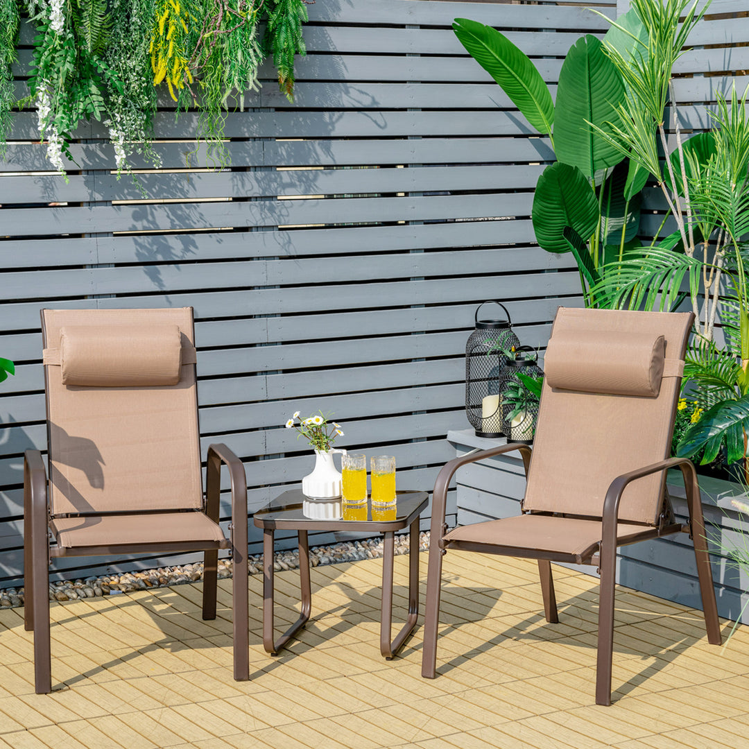 3PCS Outdoor Bistro Set Patio Conversation Set w/ Adjustable Backrest Image 4