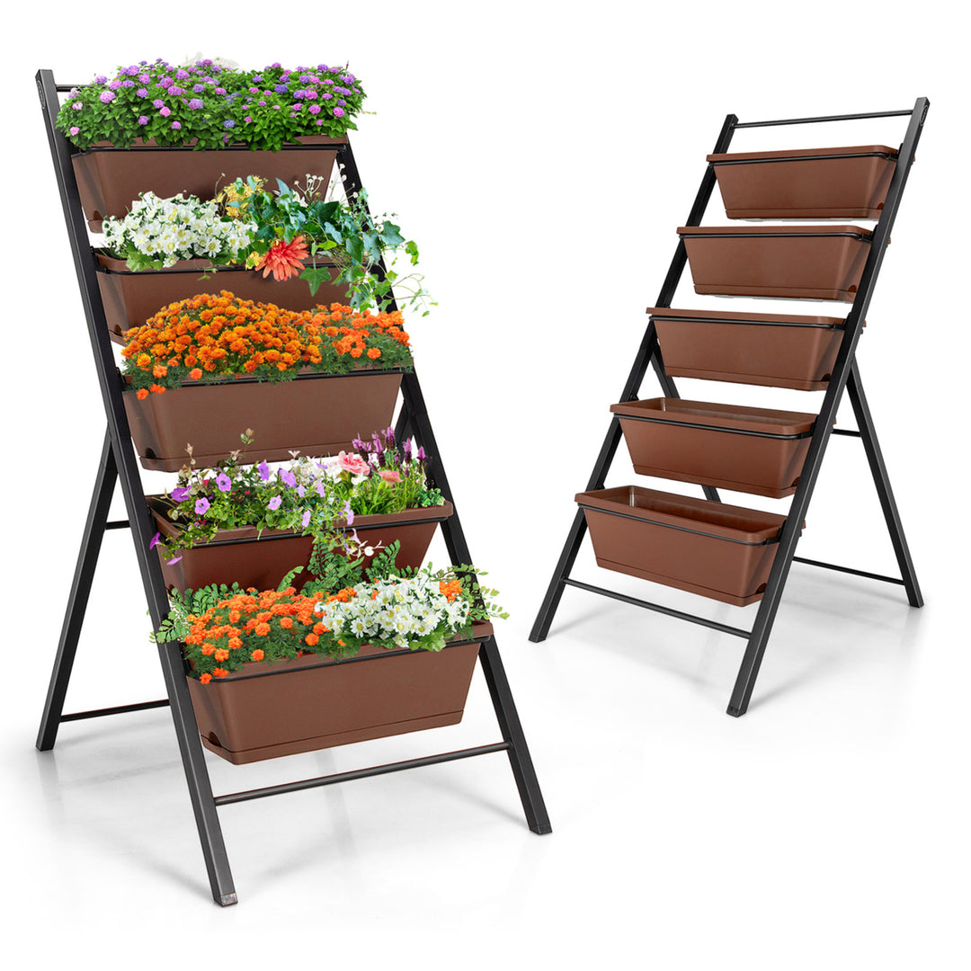 2PCS 5-Tier Vertical Raised Garden Bed Elevated Planter 5 Container Box Image 1