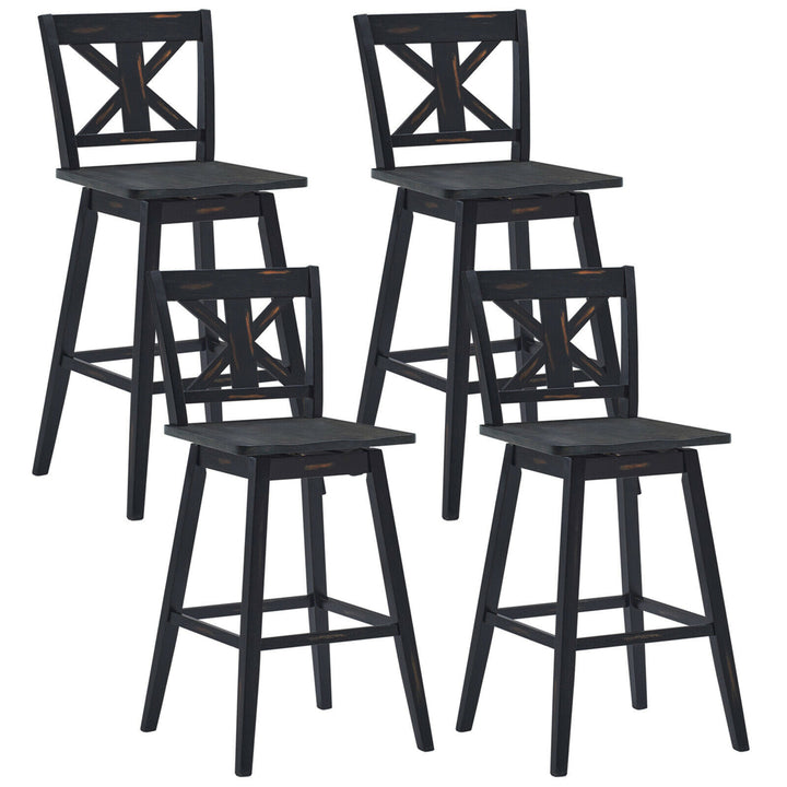 4PCS Swivel Bar Stools 29 Counter Height Chairs w/ Footrest Image 1