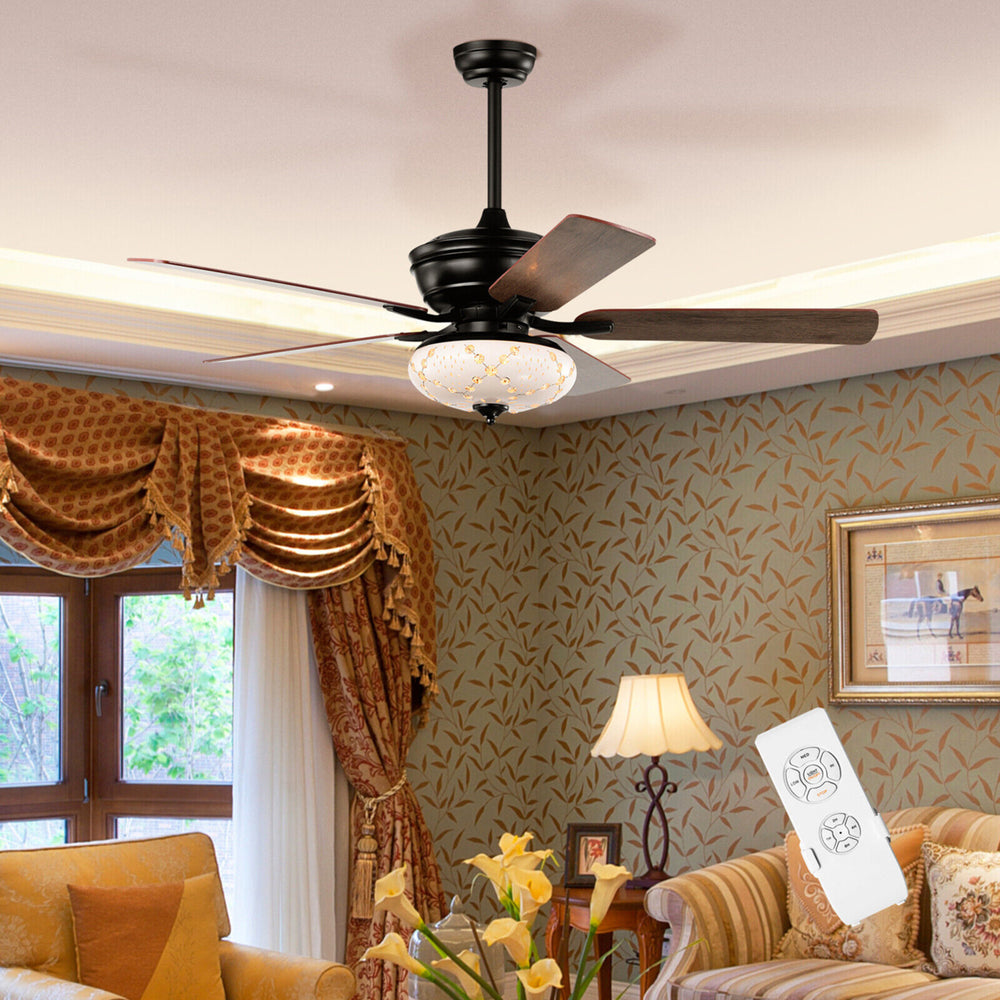 52 Ceiling Fan with 3 Wind Speeds 5 Reversible Blades and Remote Control Image 2