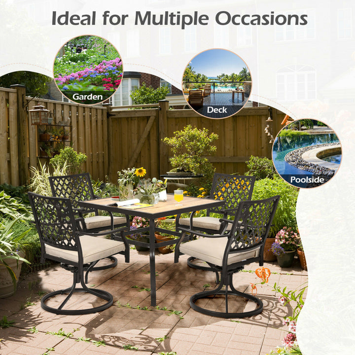 Patio Square Dining Table Metal Bistro Table Garden Poolside Backyard Image 4