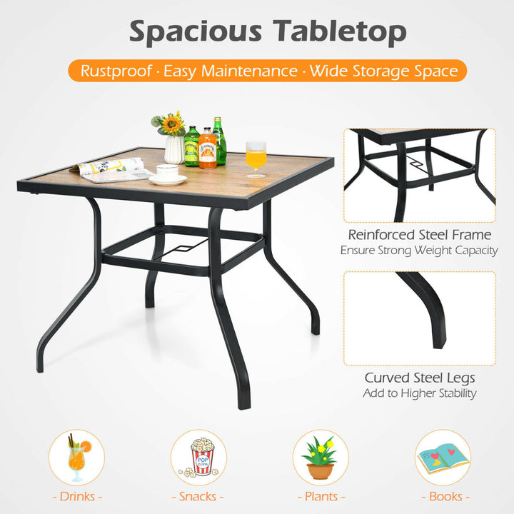 Patio Square Dining Table Metal Bistro Table Garden Poolside Backyard Image 5