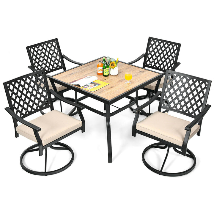 Patio Square Dining Table Metal Bistro Table Garden Poolside Backyard Image 6